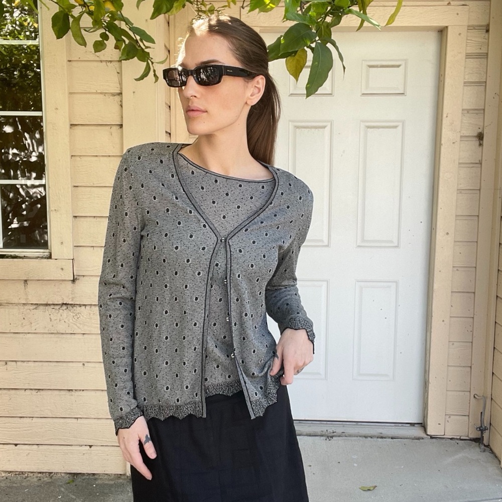 Escada - RARE VINTAGE 90’s- black & grey top with matching cardigan.